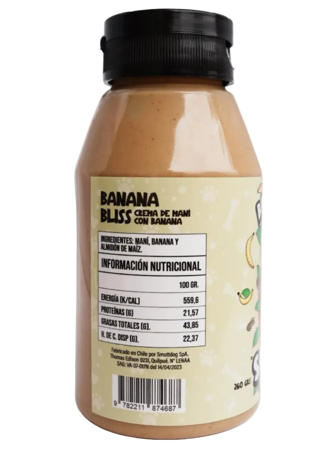 Crema de mani con platano para perros 260 gr.
