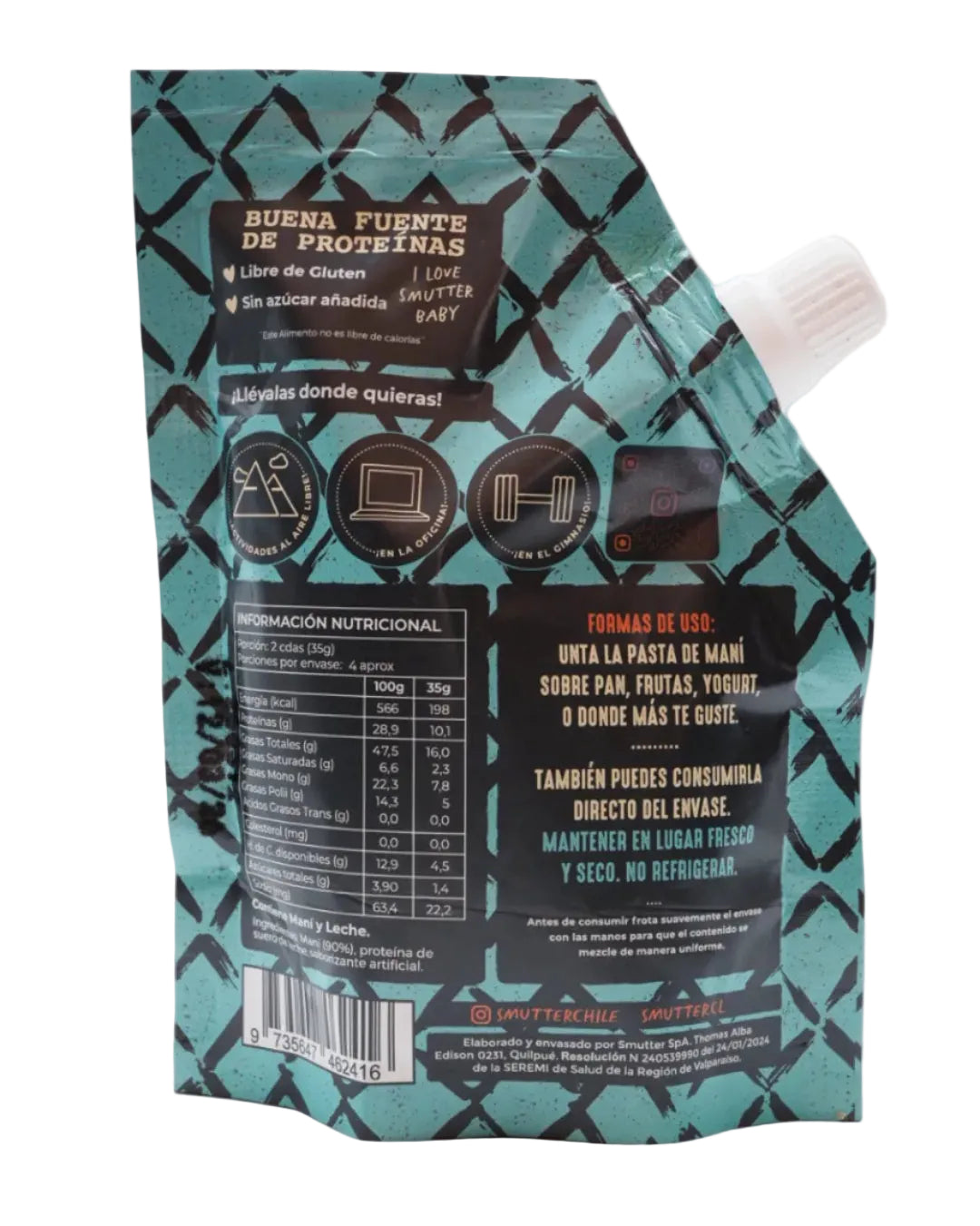 Pouch Mantequilla de maní con proteína de leche sabor Cookies and Cream 150 grs